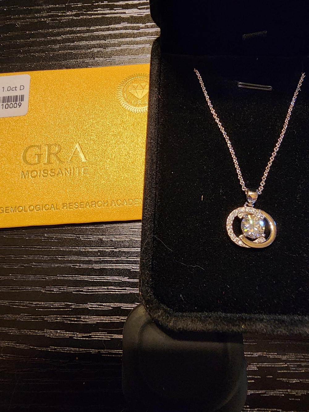 Moissanite Round Pendant Necklace - Sterling Silver